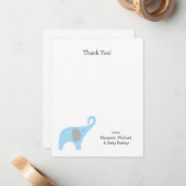 Blue Gray Elephant Baby Dusche Danke Notizen (Vorderseite/Rückseite Beispiel)