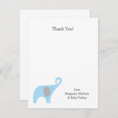 Blue Gray Elephant Baby Dusche Danke Notizen (Vorne/Hinten)