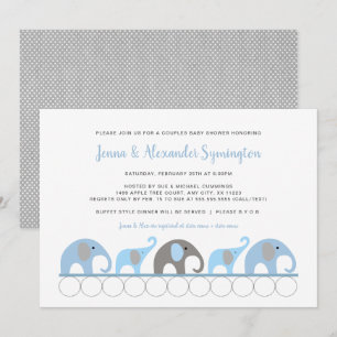 Blue Gray Elephant Baby Dusche Einladung