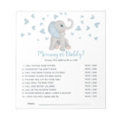 Blue Gray Elephant Baby Showspielerin schätzt wer Notizblock (Vorderseite)