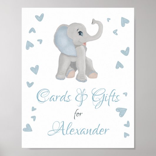 Blue Gray Elephant Geschenke & Cards Kinderduschze Poster (Vorne)