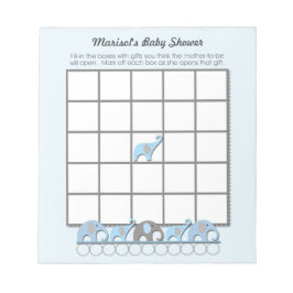 Blue Gray Elephants Baby Shower Bingo Game Pad Notizblock