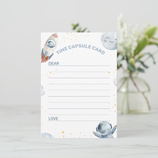 Blue Gray First Trip rund um die Sun Time Kapselka Einladung (Stehend Vorderseite)