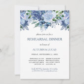 Blue Gray Floral Wedding Probe Dinner Einladung (Vorderseite)