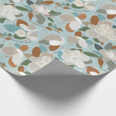 Blue Gray Floral Winter Magnolia Geschenkpapier (Ecke)