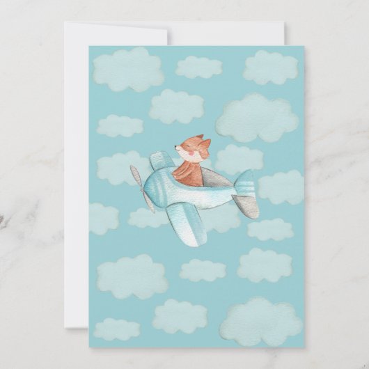 Blue Gray Flugzeug Wie die Zeit fliegt 1. Geburtst Einladung (Rückseite)