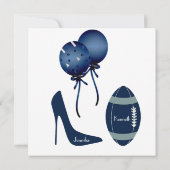 Blue & Gray Football Paare Polterabend Einladung (Rückseite)