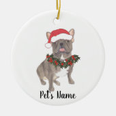 Blue Gray Frenchie Keramik Ornament (Vorne)