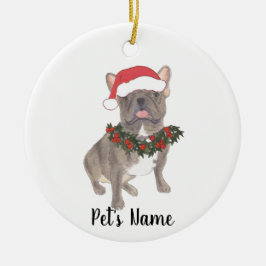 Blue Gray Frenchie Keramik Ornament