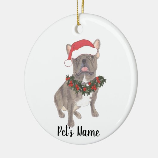 Blue Gray Frenchie Keramik Ornament (Links)