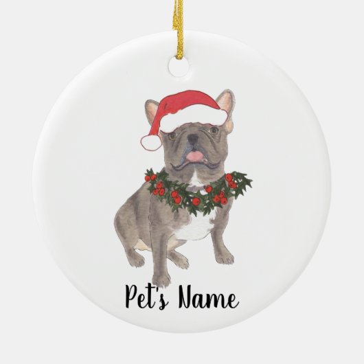 Blue Gray Frenchie Keramik Ornament (Hinten)