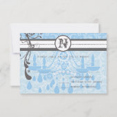 Blue & Gray Funky Wirbel Wedding RSVP (Rückseite)