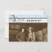 Blue & Gray Funky Wirbel Wedding RSVP Karte (Vorderseite)