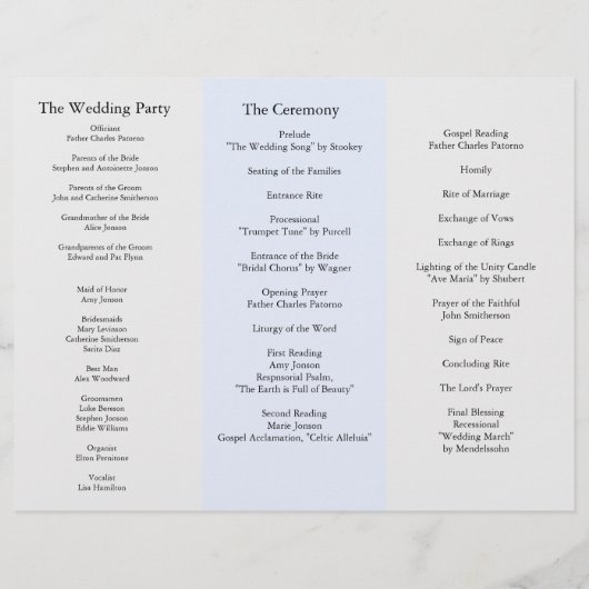 Blue Gray für das Hochzeitsprogramm (Rückseite)