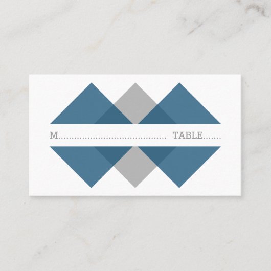 Blue Gray Geometric Triad Platzkarte (Vorderseite)