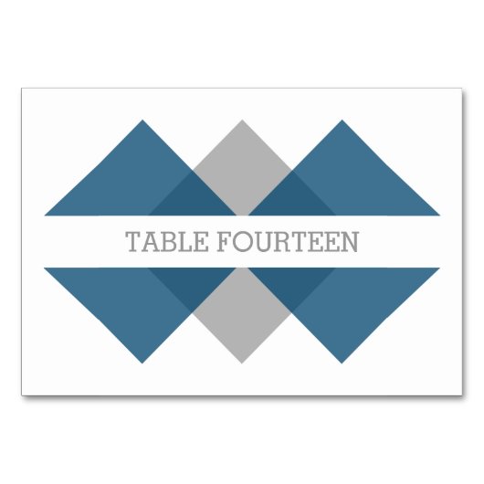 Blue Gray Geometric Triad Table Card Tischnummer (Vorderseite)
