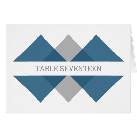 Blue Gray Geometric Triad Tischnummer Card (Vorderseite (Horizontal))