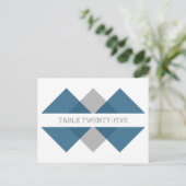 Blue Gray Geometric Triad Tischnummer Postkarte (Stehend Vorderseite)