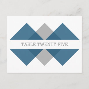 Blue Gray Geometric Triad Tischnummer Postkarte