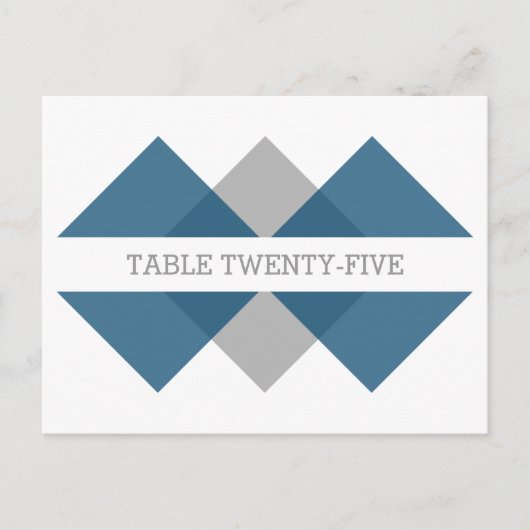 Blue Gray Geometric Triad Tischnummer Postkarte (Vorderseite)