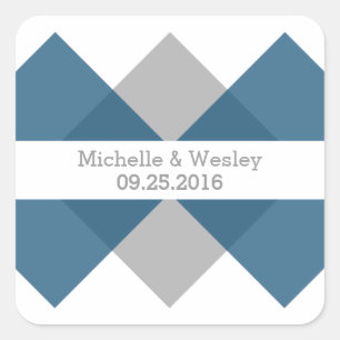 Blue Gray Geometric Triad Wedding Stickers