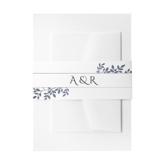 Blue Gray Glitzer Botanische Blätter Hochzeit Einladungsbanderole (Vorderseite Beispiel)
