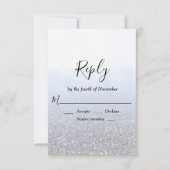 Blue Gray Glitzer Wedding RSVP (Vorderseite)