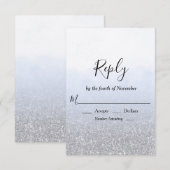 Blue Gray Glitzer Wedding RSVP Karte (Vorne/Hinten)