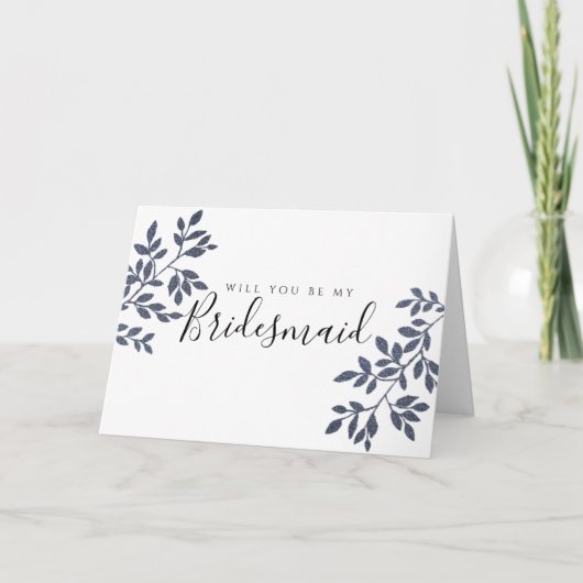 Blue Gray Glitzer wirst du meine Bridesmaid sein Karte (Vorderseite)