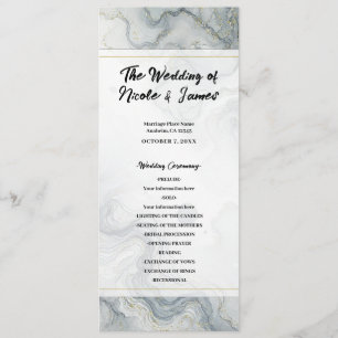 Blue Gray Gold Beach Watercolor Hochzeitsprogramm Programm
