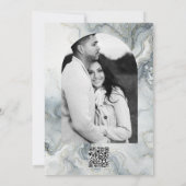 Blue Gray & Gold Beachy Watercolor Beach Hochzeit Einladung (Rückseite)