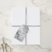 Blue Gray & Gold Beachy Watercolor Beach Hochzeit Geschenkanhänger (Mit Garn)