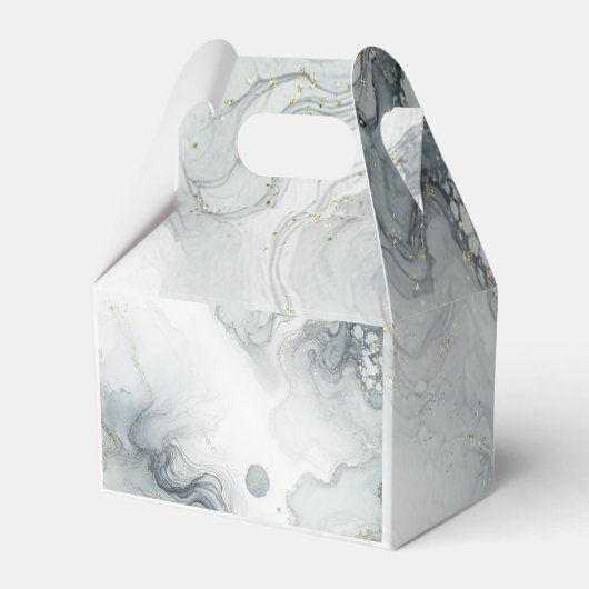 Blue Gray & Gold Beachy Watercolor Beach Hochzeit Geschenkschachtel (Vorderseite)