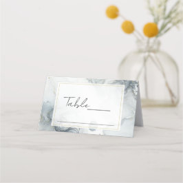Blue Gray & Gold Beachy Watercolor Beach Hochzeit Platzkarte