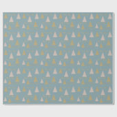 Blue Gray Gold Glitzer Shine Christmas Trees Geschenkpapier (Flach)