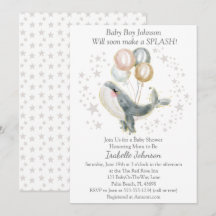 Blue Gray Gold Watercolor Niedlich Whale Baby Dusc