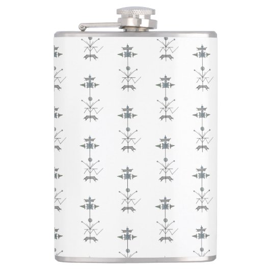 Blue Gray Green Geometric Flachmann (Vorderseite)