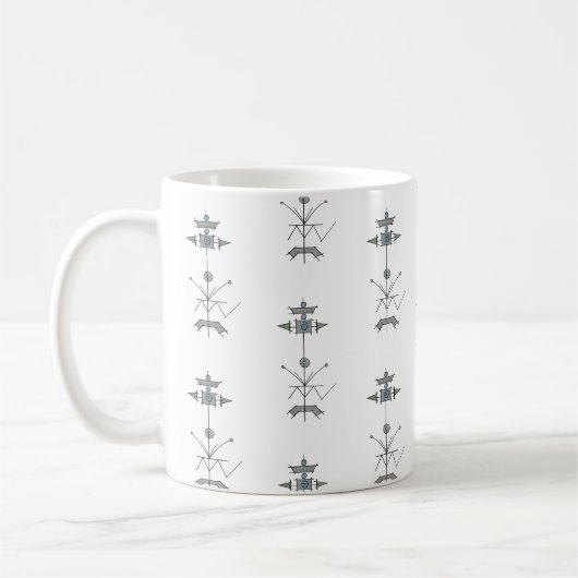 Blue Gray Green Geometric Kaffeetasse (Links)