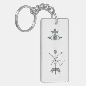 Blue Gray Green Geometric Schlüsselanhänger (Vorderseite links)