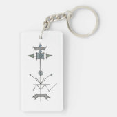 Blue Gray Green Geometric Schlüsselanhänger (Rückseite)