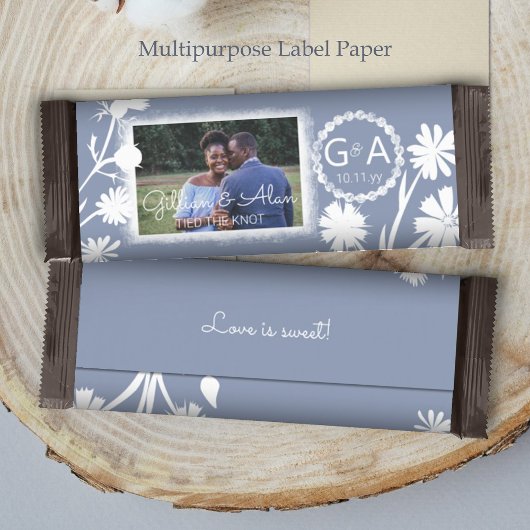 Blue-Gray Hochzeitbudget Foto Candy Bar Wrapper