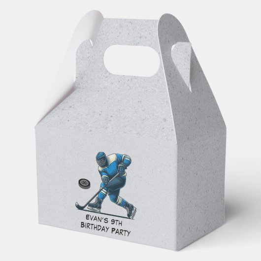 Blue Gray Hockey Player Geburtstagsparty Geschenkschachtel (Vorderseite)
