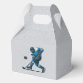 Blue Gray Hockey Player Geburtstagsparty Geschenkschachtel (Rückseite)