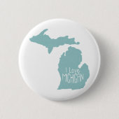 Blue Gray I Liebe Michigan Silhouette Button (Vorderseite)