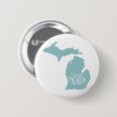 Blue Gray I Liebe Michigan Silhouette Button (Vorne & Hinten)