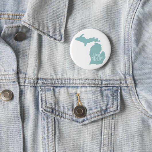 Blue Gray I Liebe Michigan Silhouette Button (Beispiel)