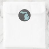 Blue Gray I Liebe Michigan Silhouette Runder Aufkleber (Tasche)