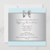 Blue Gray Karos Boy Shower Einladung (Rückseite)