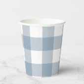 Blue Gray Karos Buffalo Gingham Kariertes Muster Pappbecher (Rechts)