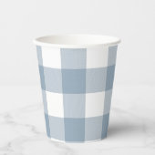 Blue Gray Karos Buffalo Gingham Kariertes Muster Pappbecher (Vorderseite)